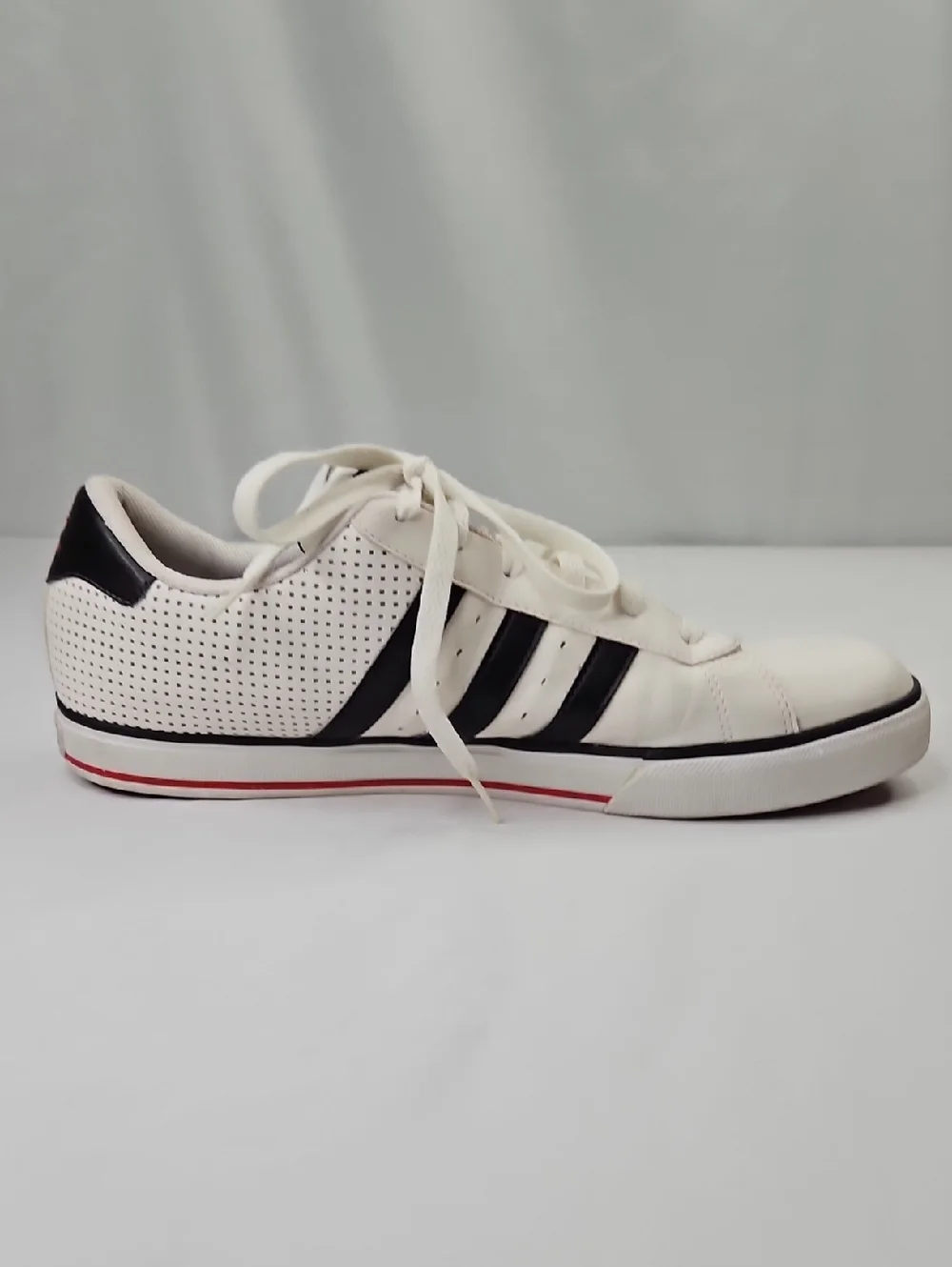 Adidas Men's Neo Label White Sneakers with Black Trim Size 13